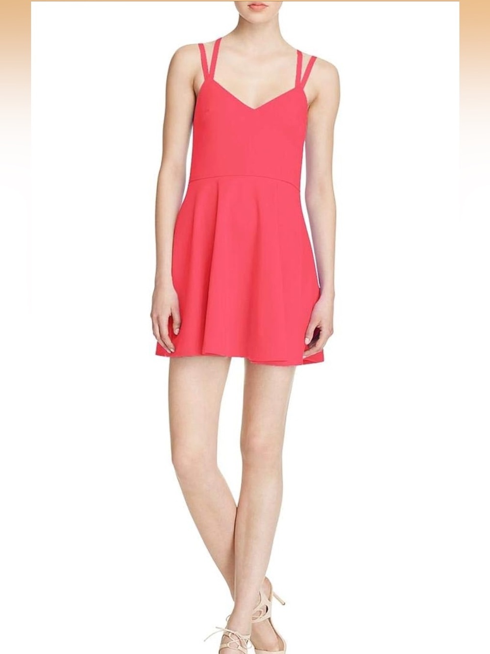 French Connection Hot Pink Double-Strap Fit-and-Flare Mini Dress Size 6